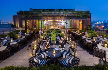 Image: People out at a rooftop bar, a thing that is not occurring now / courtesy ABar Rooftop