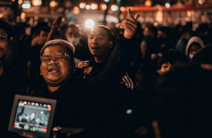 Rap Against Dictatorship filming live during pro-democracy protests in 2020